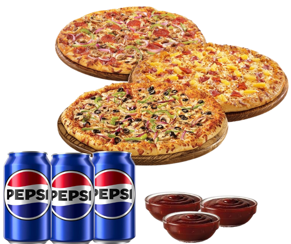 Order Hattrick Deal  (3 Medium 12" pizza)